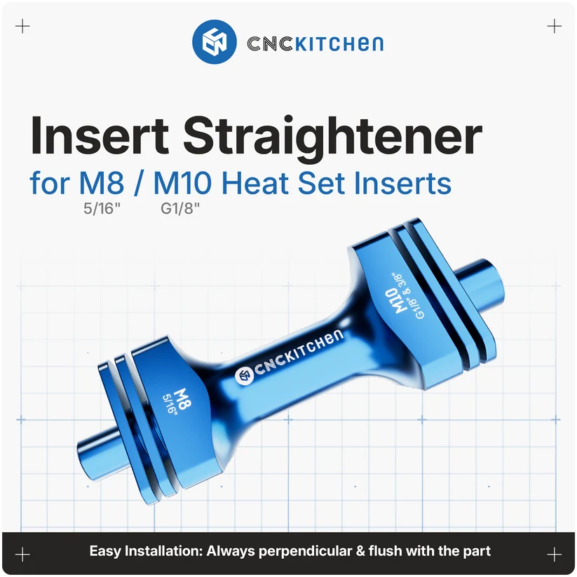 CNCKitchen Instickshjälp för Gängade Insatser M2 - M10